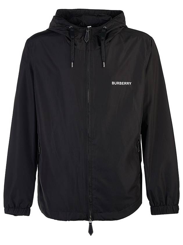 Luxury Burberry Men's Horseferry Logo Hooded Jacket Black