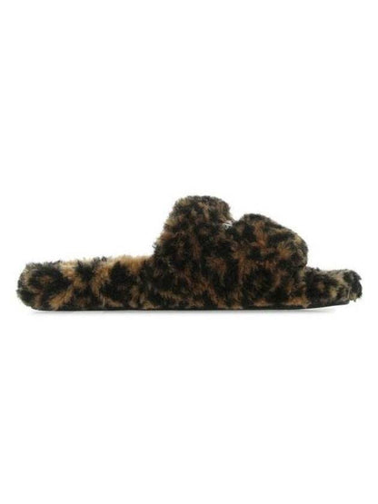 Luxury Balenciaga Trending 2025 Leopard Pattern Fake Fur Slide Slippers