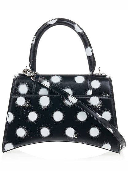Luxury Balenciaga Trending 2025 Hourglass Small Polka Dot Leather Tote Bag Black
