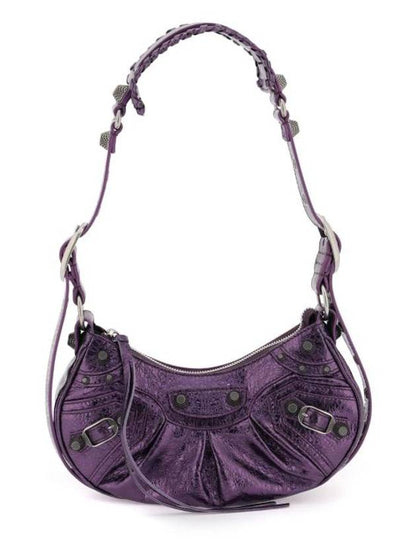 Luxury Balenciaga Trending 2025 Metallic Le Cagol XS Lambskin Shoulder Bag Purple