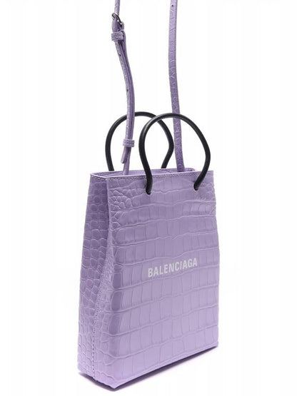 Luxury Balenciaga Trending 2025 WoMen's Crocodile Print Shopping Tote Bag Purple