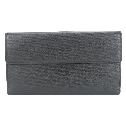 CHANEL Long Wallet Purse leather black COCO Button