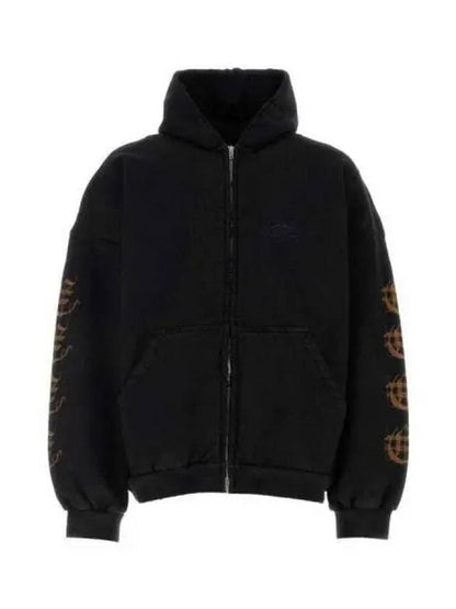 Luxury Balenciaga Trending 2025 Heavy Metal Oversized Zip-Up Hoodie Black