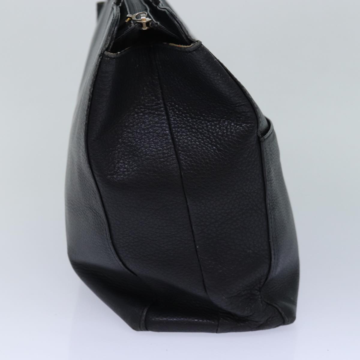 Luxury BurberrySs Shoulder Bag Leather Silver Black Auth 85895