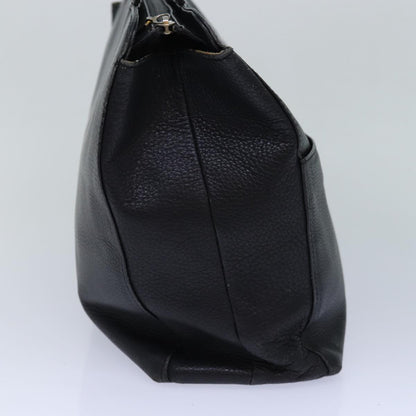 Luxury BurberrySs Shoulder Bag Leather Silver Black Auth 85895