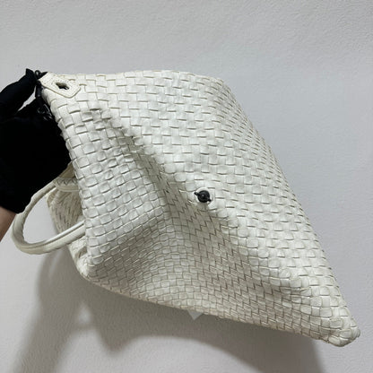 Bottega Veneta Maxi Convertible Tote Bag White Leather Two-way Carry 50cm