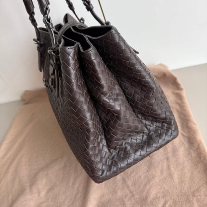 Bottega Veneta Roma Large Intrecciato Nappa Leather Dark Brown 35cm