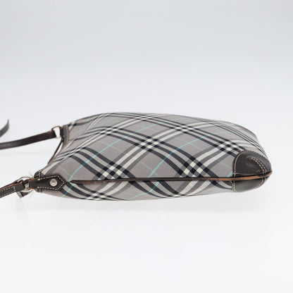 Luxury Burberry Nova Check Shoulder Bag Canvas Gray Silver Auth 86049