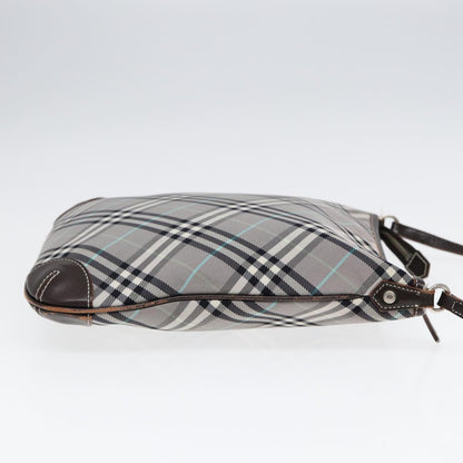 Luxury Burberry Nova Check Shoulder Bag Canvas Gray Silver Auth 86049