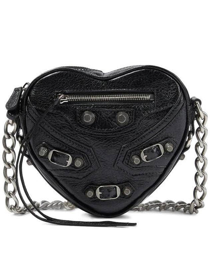 Luxury Balenciaga Trending 2025 Le Cagole Heart Cross Mini Bag Black