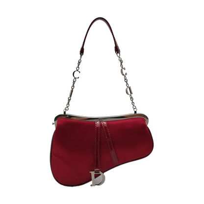 Dior Saddle Vintage Classic Clutch Vintage Mini Red Silk Satin