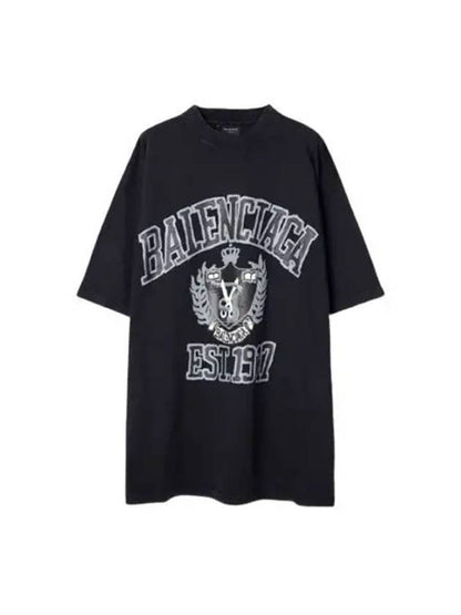 Luxury Balenciaga Trending 2025 DIY College Medium Fit Short Sleeve T-Shirt Black