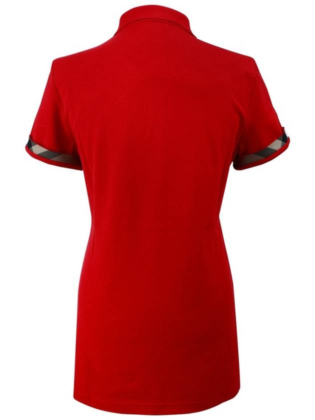 Luxury Burberry WoMen's Check Sleeve Short Sleeve Polo Shirt Red