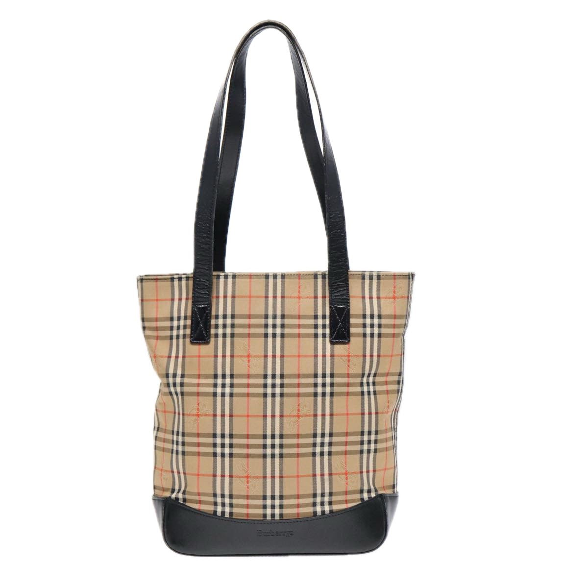 Luxury BurberrySs Nova Check Tote Bag Canvas Leather Beige Black gold Auth 87170