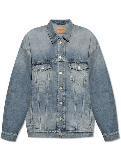 Luxury Balenciaga Trending 2025 Oversized Fit Denim Jacket Blue