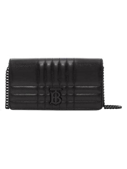 Luxury Burberry WoMen's Lola Detachable Strap Quilted Leather Long Wallet Black