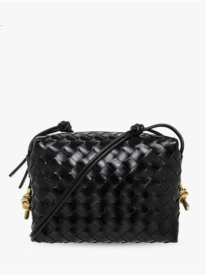 Luxury Bottega Veneta Intrecciato Small Leather Shoulder Bag Black