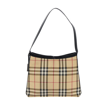 Luxury Burberry Nova Check Shoulder Bag PVC Beige Auth 88400