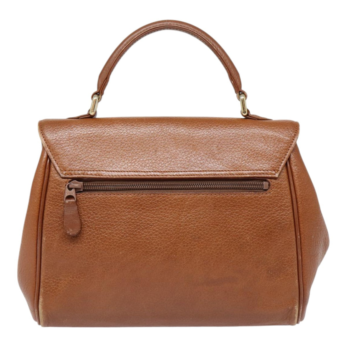 Luxury BurberrySs Hand Bag Leather Brown Silver Auth 88481