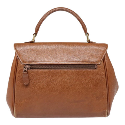 Luxury BurberrySs Hand Bag Leather Brown Silver Auth 88481