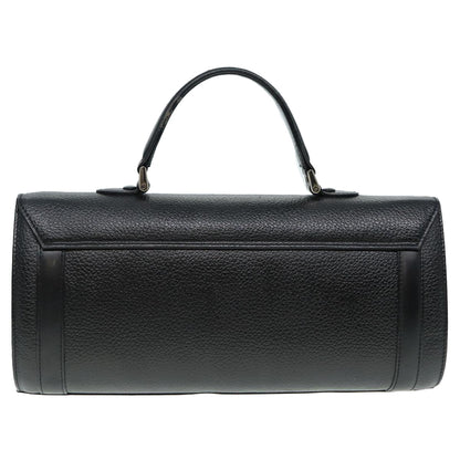 Luxury BurberrySs Hand Bag Leather Black Silver Auth 88770
