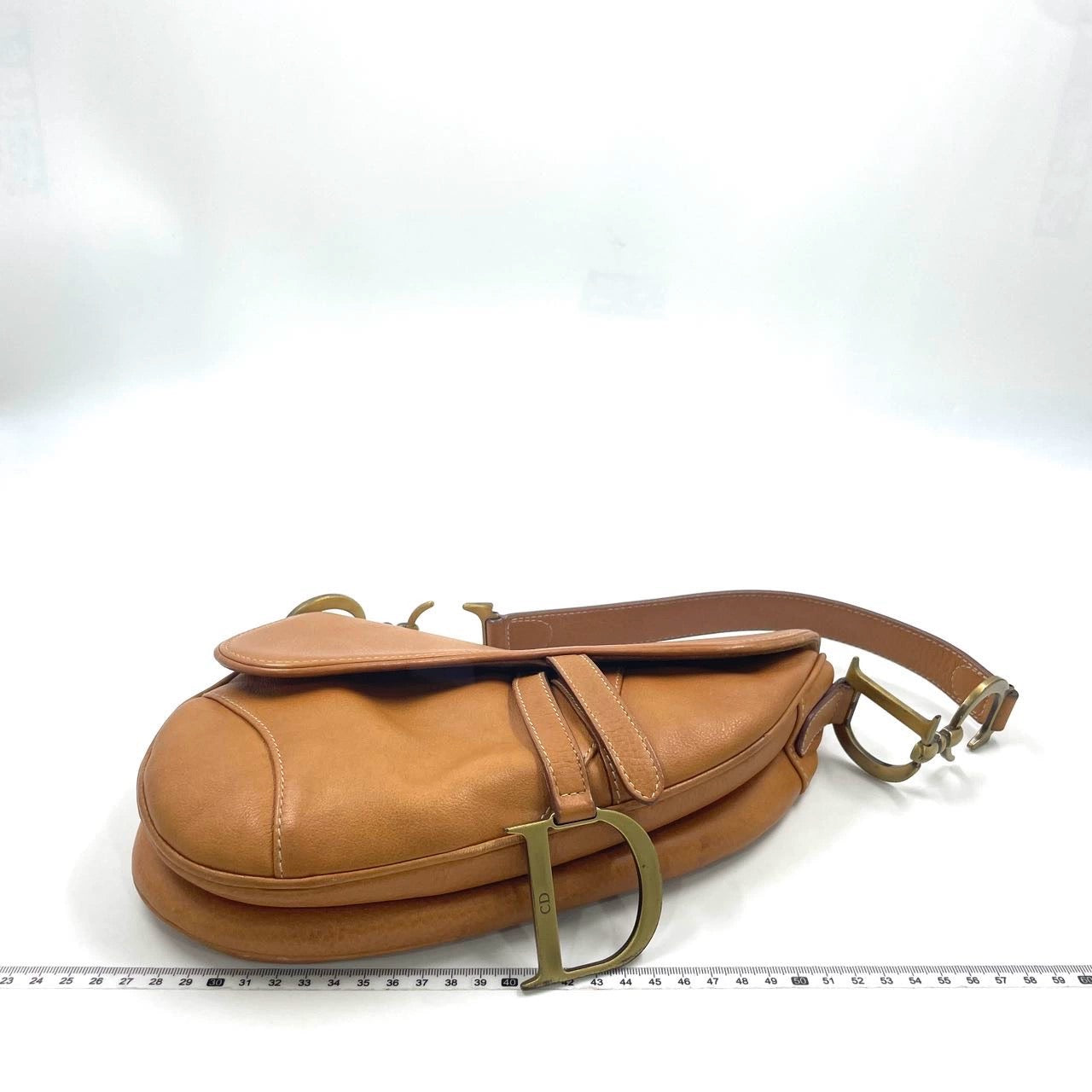 Dior Saddle Vintage Tan Brown Calfskin Leather Gold Hardware Shoulder Bag