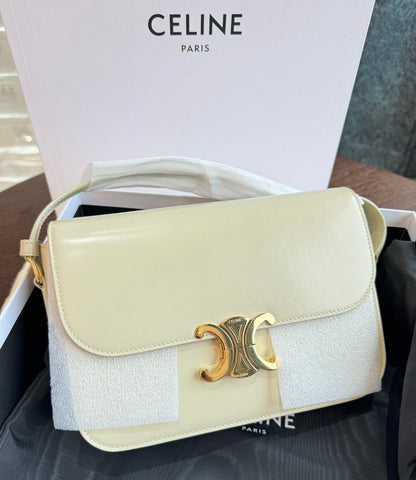 Celine Triomphe Classic Medium Ivory White