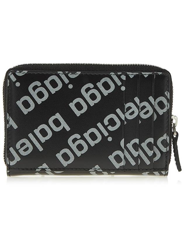 Luxury Balenciaga Trending 2025 All Over Logo Zip Around Half Wallet Black