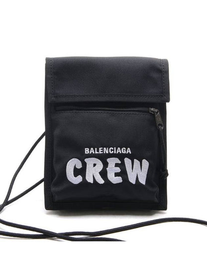 Luxury Balenciaga Trending 2025 Explorer Embroidered Crew Logo Mini Cross Bag Black