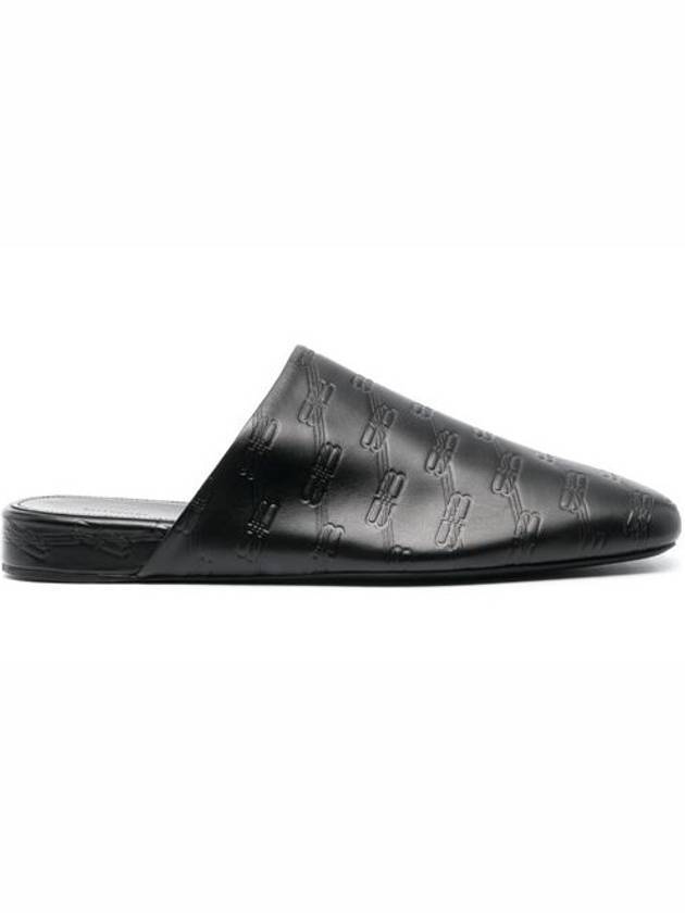 Luxury Balenciaga Trending 2025 Debossed Logo Leather Mule Black