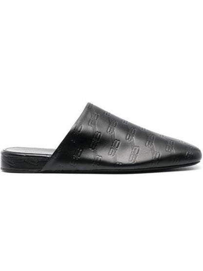 Luxury Balenciaga Trending 2025 Debossed Logo Leather Mule Black