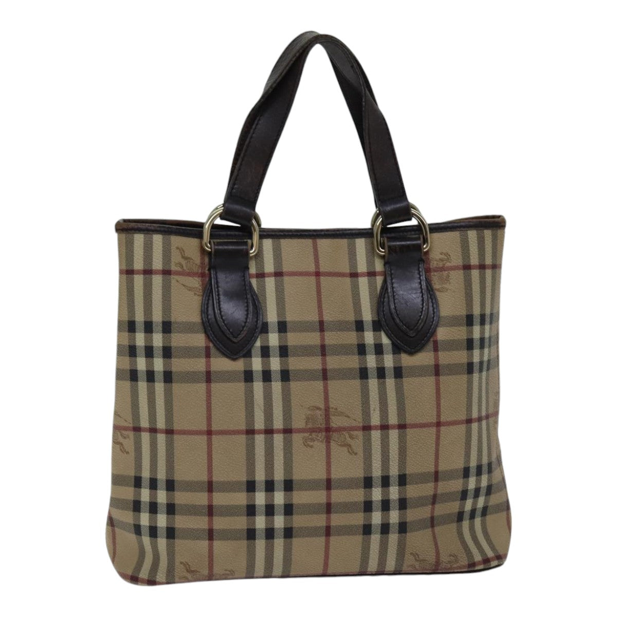 Luxury Burberry Nova Check Tote Bag PVC Beige Auth 89282
