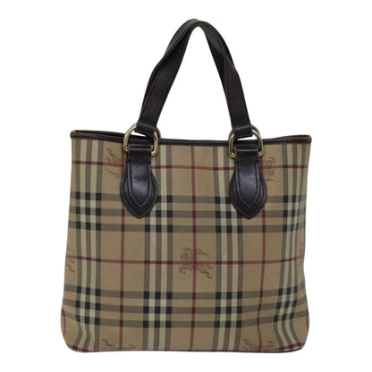 Luxury Burberry Nova Check Tote Bag PVC Beige Auth 89282