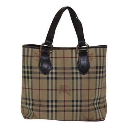Luxury Burberry Nova Check Tote Bag PVC Beige Auth 89282