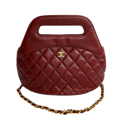 CHANEL Shoulder Bag lambskin Red Matrasse