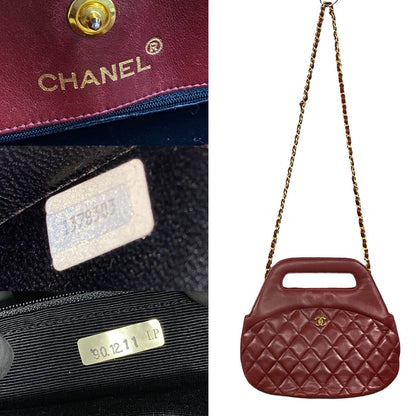 CHANEL Shoulder Bag lambskin Red Matrasse