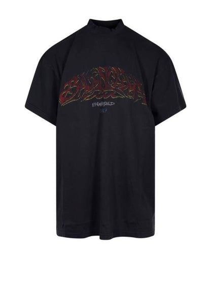 Luxury Balenciaga Trending 2025 Offshore Oversized Short Sleeve T-Shirt Black Faded