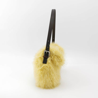 Fendi Baguette Yellow Furry Shoulder Bag