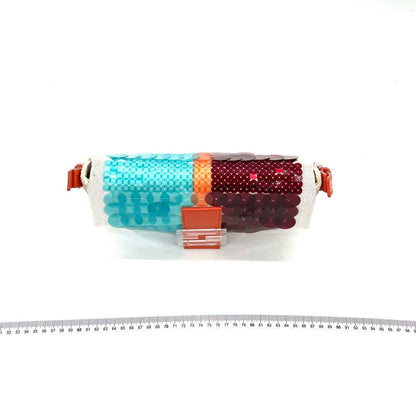 Fendi Baguette 1997 White Blue Red Sequins Orange Satin Lining Shoulder Bag