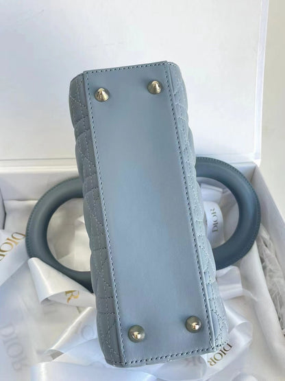 Lady Dior Small My Abcdior Pale Blue Lambskin Cannage Leather