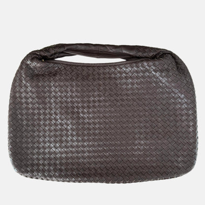 Bottega Veneta Intrecciato Hobo Bag Large Dark Chocolate Brown Lambskin leather 47cm