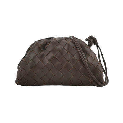 Bottega Veneta Pouch Mini Intrecciato Raisin Purple Brown Lambskin Leather Crossbody Bag