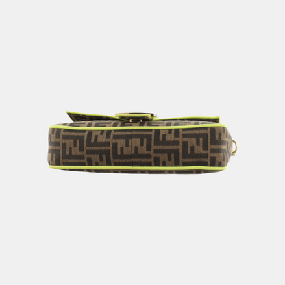 FENDI Baguette Zucca Monogram Canvas with Lime Neon Trimming Medium
