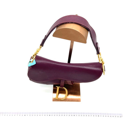Dior Saddle Vintage Burgundy Purple Wine Calfskin Leather Gold Hardware Shoulder Bag