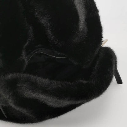 Fendi Mamma Baguette Black Faux Fur Shoulder Bag