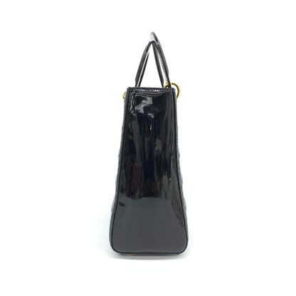 Lady Dior Large Bag Black Patent Leather Gold Hardware