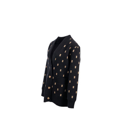 Burberry Size S Palena -Monogram Cardigan Wool Black/ Beige