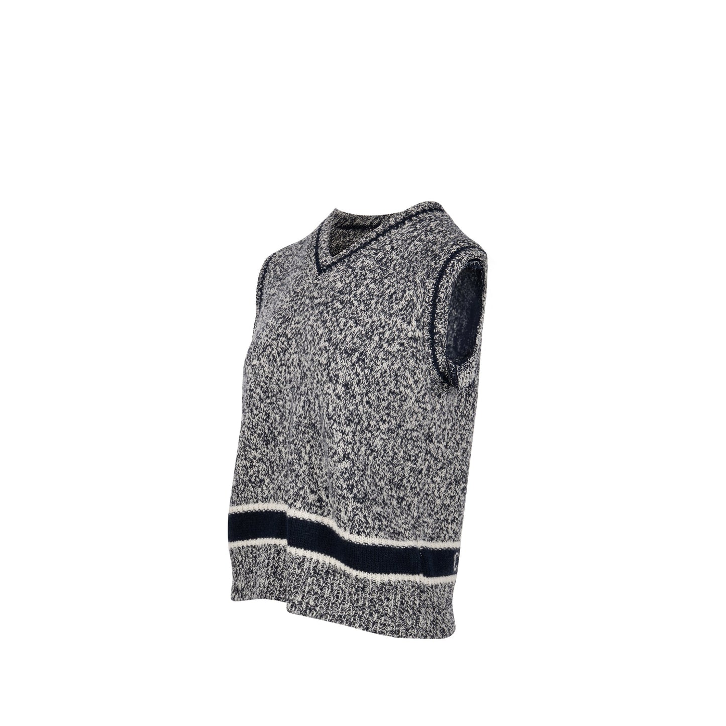 Dior Size 40 V-Neck Sweater Vest Wool/Cashmere Navy/White