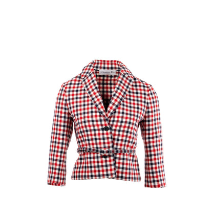 Dior size 34 Plaid Patterns jacket virgin wool Red/multicolour