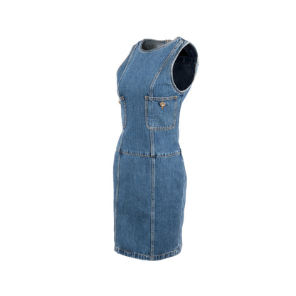 Chanel Size 34 22K Detailed Button Denim Dress Cotton Blue